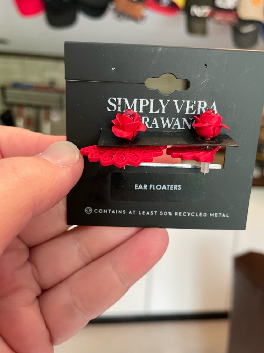 Simply Vera Vera Wang Red Filigree Flower/Rose Floater Earrings - NWT - Picture 3 of 10